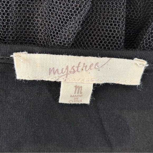 Mystree Tutu Slip Petticoat Black Knit Spaghetti Straps Tulle Ruffle M - Picture 6 of 7